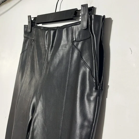 ZARA Black Faux Leather Leggings Size Large - Picture 6 of 9